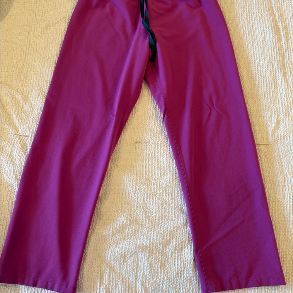 Figs Women's Pants in Purple with Black Tie